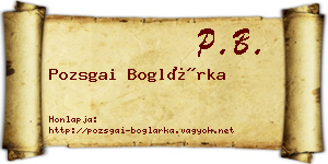 Pozsgai Boglárka névjegykártya